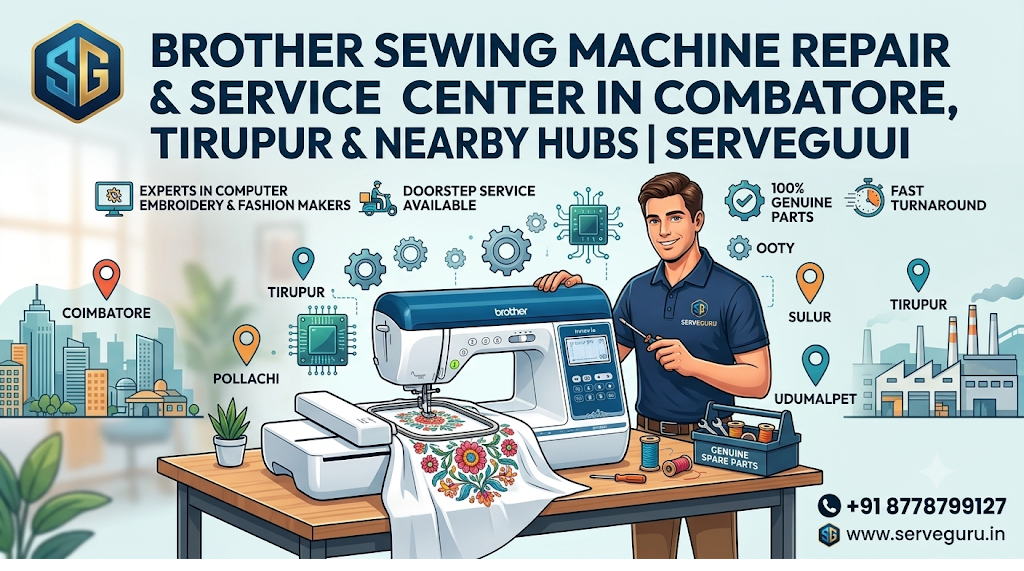 Brother Sewing Machine Repair & Service Center in Coimbatore, Tirupur & Nearby Hubs | ServeGuru